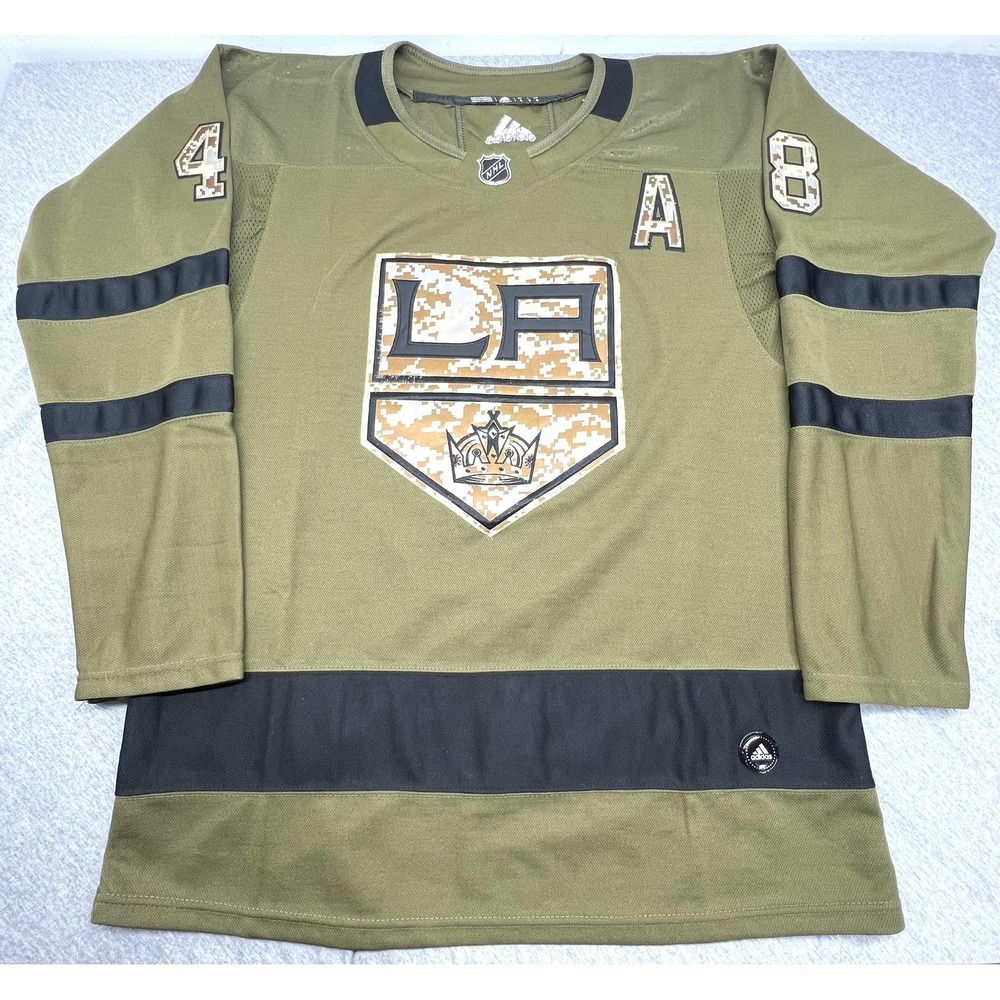 Los Angeles Kings Jersey Mens Small NHL Hockey Adidas Green Camo Lemieux 48